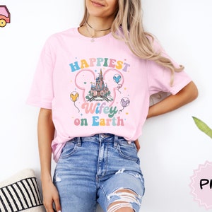Disney Happiest Wifey On Earth Shirt, Disney Bachelorette Shirt, Disney Couples Shirt, Mr and Mrs Disney Shirt, Honeymoon Gift Tee
