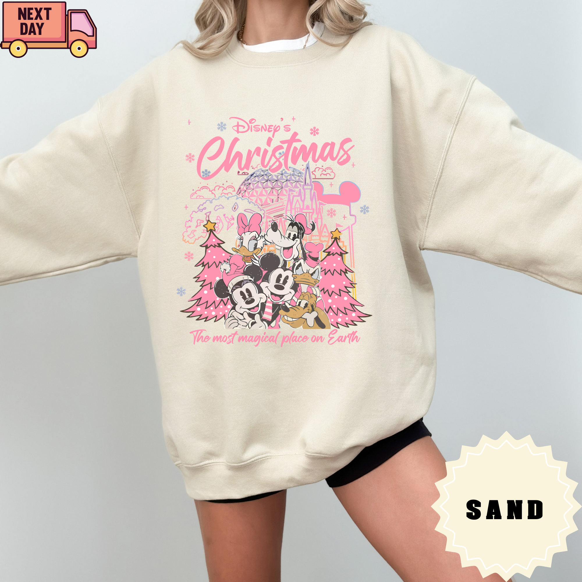 Mickey & friends Disney Christmas Hoodie, Pink Christmas sweatshirt, Mickey's very merry Christmas shirt, WDW Disneyland trip gift