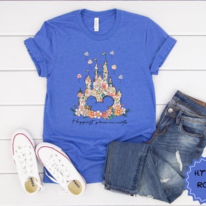 Happiest Place on Earth T-Shirt, Disney Castle Floral Shirt, Magic Kingdom Shirt, Disneyland Shirt, Retro Disneyworld Shirt