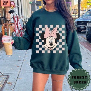 Retro Minnie Shirt, Minnie Mouse Shirt, Checkered Disney shirt, Disney Girl Trip Shirt, Disney Hoodie