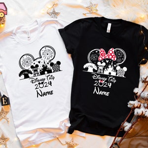 Custom Name Disney Family Vacation Matching Shirts, Personalized Disney Trip Shirts, Disney Park Shirts, Custom Mickey Minnie Gift Tee
