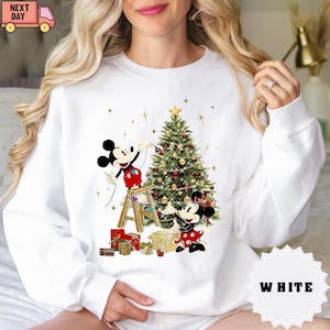 Retro Mickey Minnie Under Christmas Tree Sweatshirt, Disney Mouse Christmas Sweatshirt, Disney Christmas Couple Sweatshirt, Disneyland Shirt