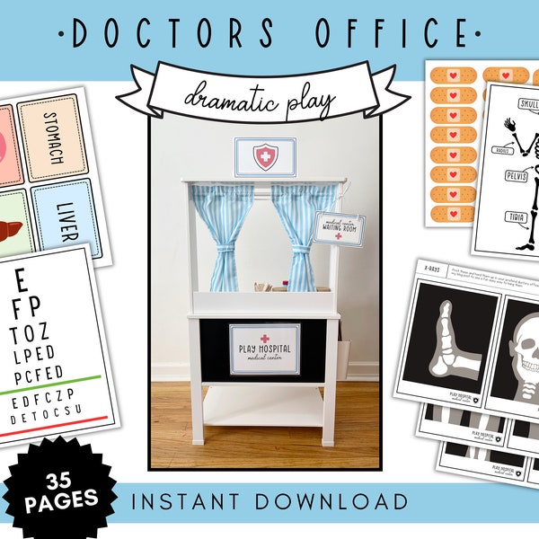 Dramatic Play Printables, Doctor Dramatic Play Set, Instant Download, Hospital Play, Pretend Dr. Office Kit, Doctor Pretend Play Printables