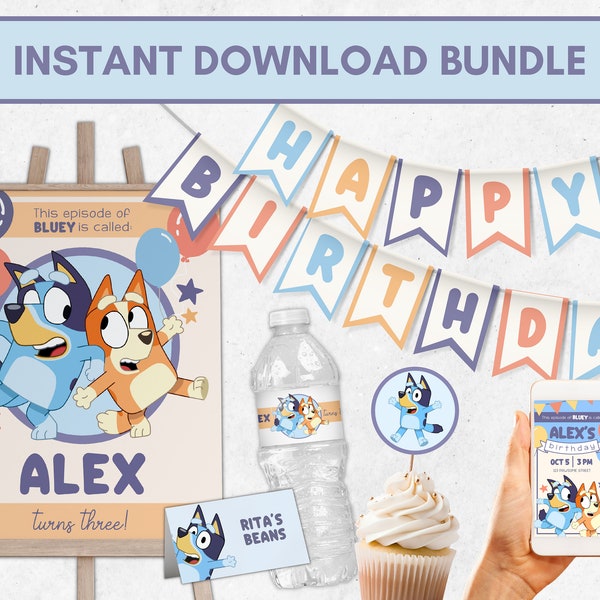 Bluey birthday invitation, Video invitation birthday, Editable Video Birthday Party Invite, Bluey birthday decorations,Editable Party Invite