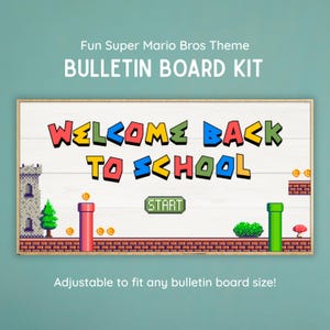Bulletinboardkit voor videogames: Back to School-klasdecoratie (afdrukbare pdf- en png-bestanden)