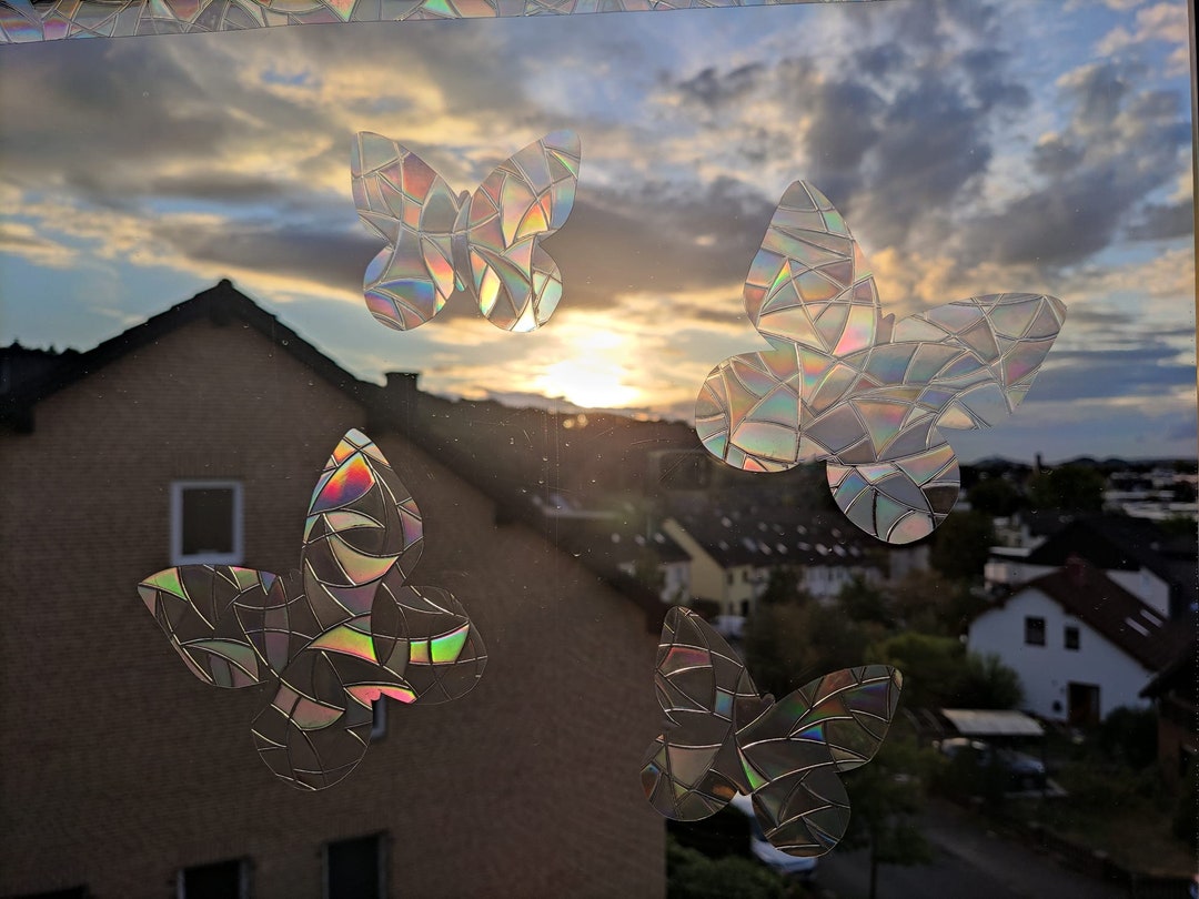 KIRZAX 30x Prismatische Fensteraufkleber - Regenbogen Effekt & Vogelschutz