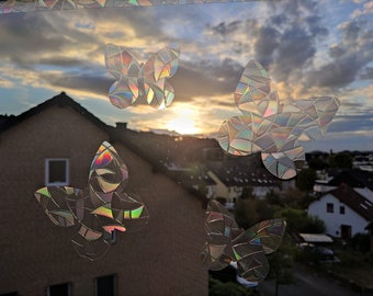 Schmetterlinge Sonnenfänger für Fenster, Regenbogen Sticker, Aufkleber, Suncatcher