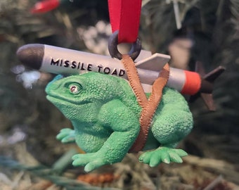 Missile Toad | Mistletoe Christmas Ornament | 3D Print | Hand Painted & Various Colors