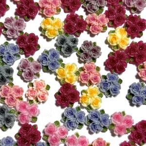 60 pcs mixed color 3 flowers mini charms for nail art, DIY phone cases and DIY crafts