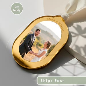 Our First Christmas Ornament - Wedding Gift, Anniversary Keepsake, Engagement, Custom Photo Ornament, Romantic Gift, Bridal Shower Present