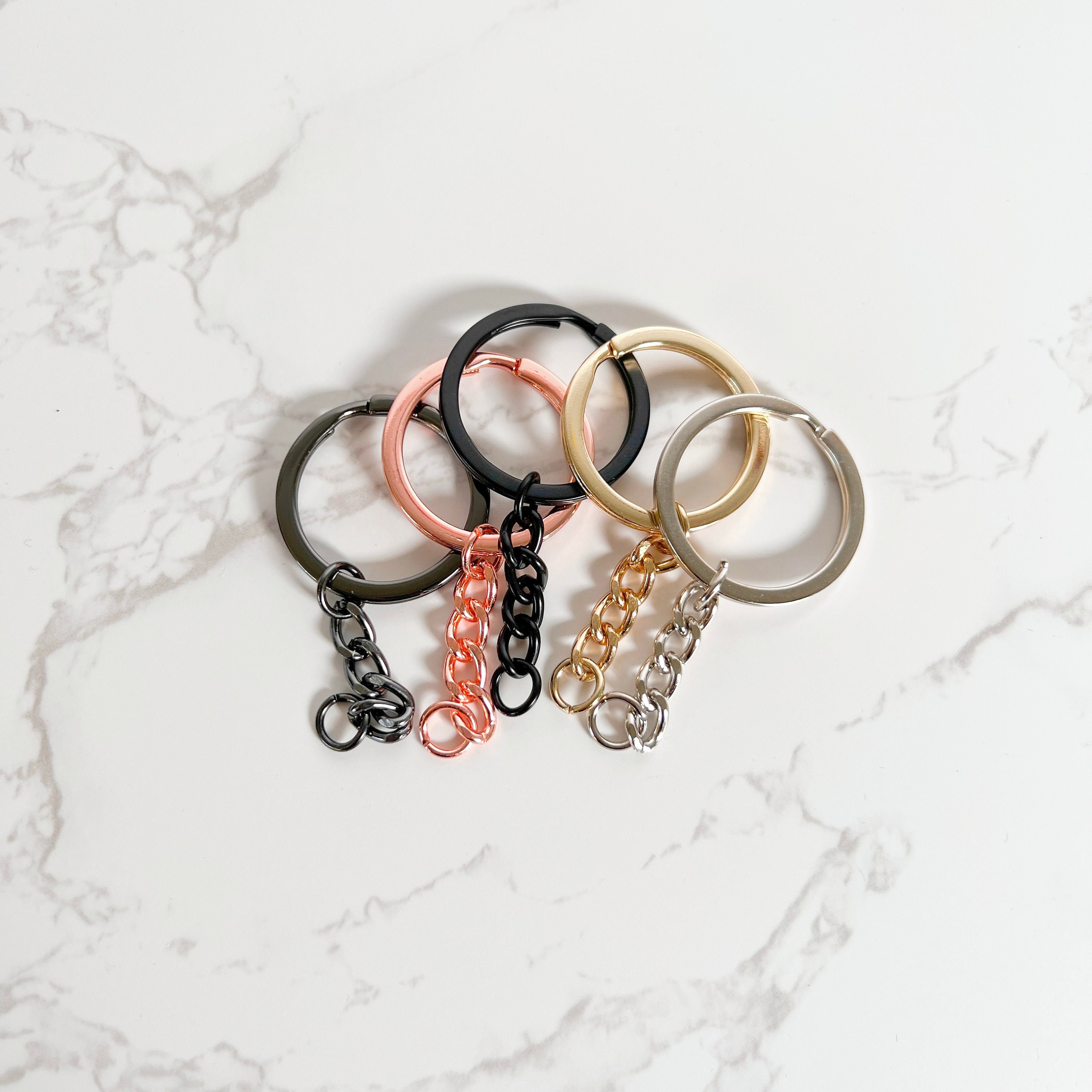 Key Rings Attach Premium 30mm Flat Key Chain Rings With Attached Chain - Perfect for ...