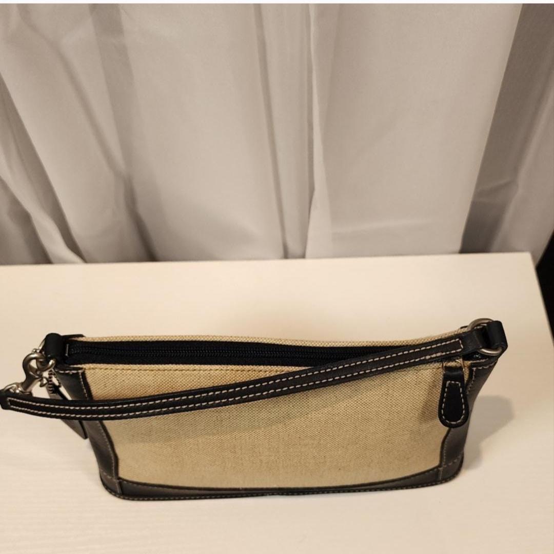 Vintage Coach Linen With Navy Leather Pochette #6115 - Etsy