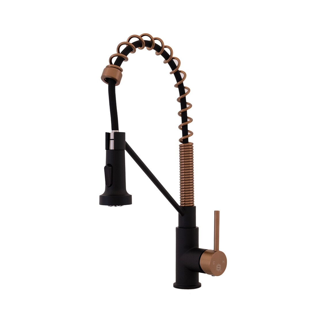 Matte Black and Brushed Copper Single-handle Pull-down Kitchen Faucet ...