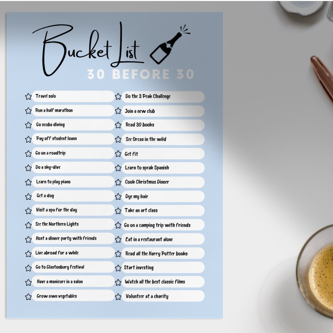 30 Before 30 Bucket List Personalisation Personalised Bucket List
