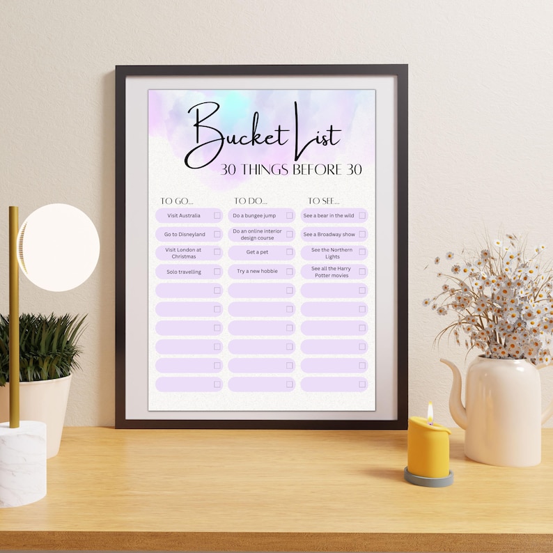 30 Before 30 Bucket List Personalisation Personalised Bucket List
