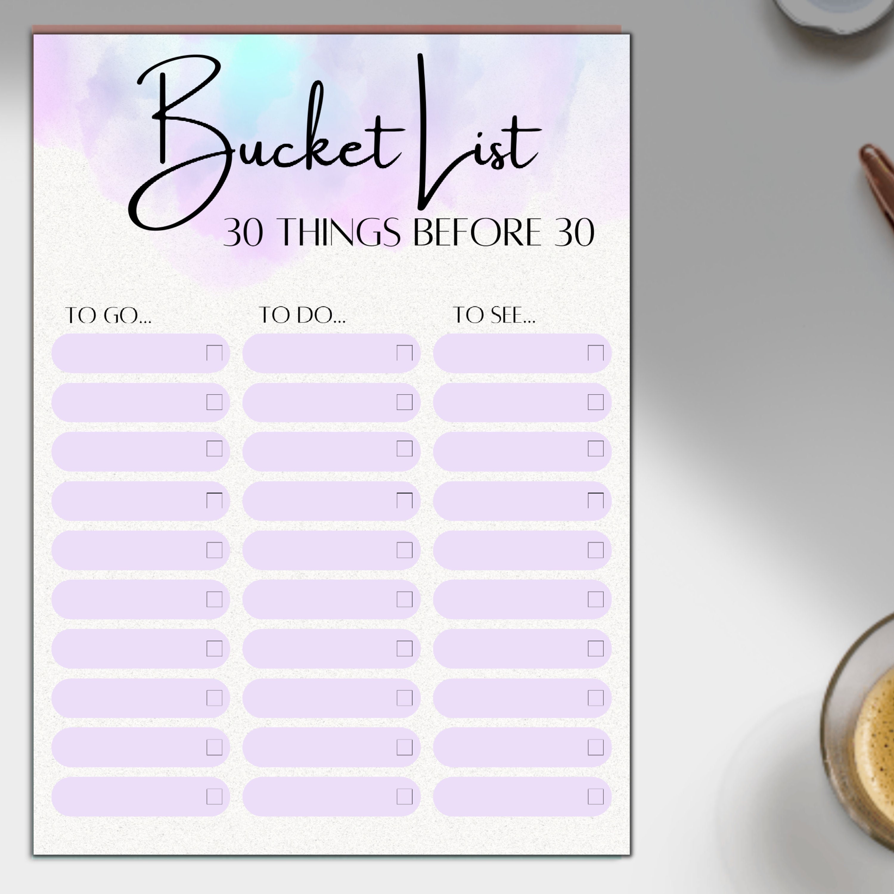 30 Before 30 Bucket List Personalisation Personalised Bucket List