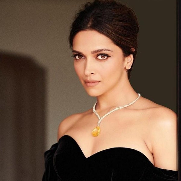 Deepika Padukone Yellow Diamond Necklace Canary American Diamond Set Yellow Moissanite Pendant Sabyasachi Jewelry Set Pakistani JewelryCZ AD