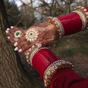 Punjabi Bridal Chooda, Bridal Pearl Chura, Indian Wedding Choora, Sikh Brides Chuda, Wedding Bangles, Designer Bridal Bracelet image 1