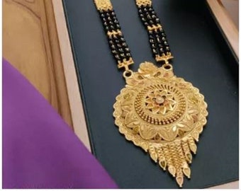 Trendy handgemaakte Mangalsutra elegante vergulde vati mangalsutra mooie zwarte kraal Mangalsutra Indiase sieraden bruidsmeisje accessoires.