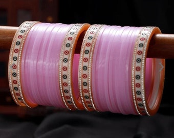 Traditional Bridal pink Punjabi chura set/ Wedding Chuda Bangle Sikh Chura/ Bridal Jewelry Indian Chuda Bangle Punjabi Designer Chuda set .