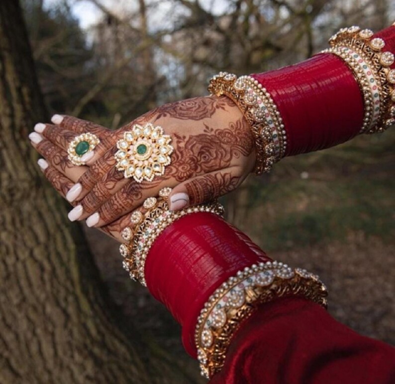 Punjabi Bridal Chooda, Bridal Pearl Chura, Indian Wedding Choora, Sikh Brides Chuda, Wedding Bangles, Designer Bridal Bracelet image 5