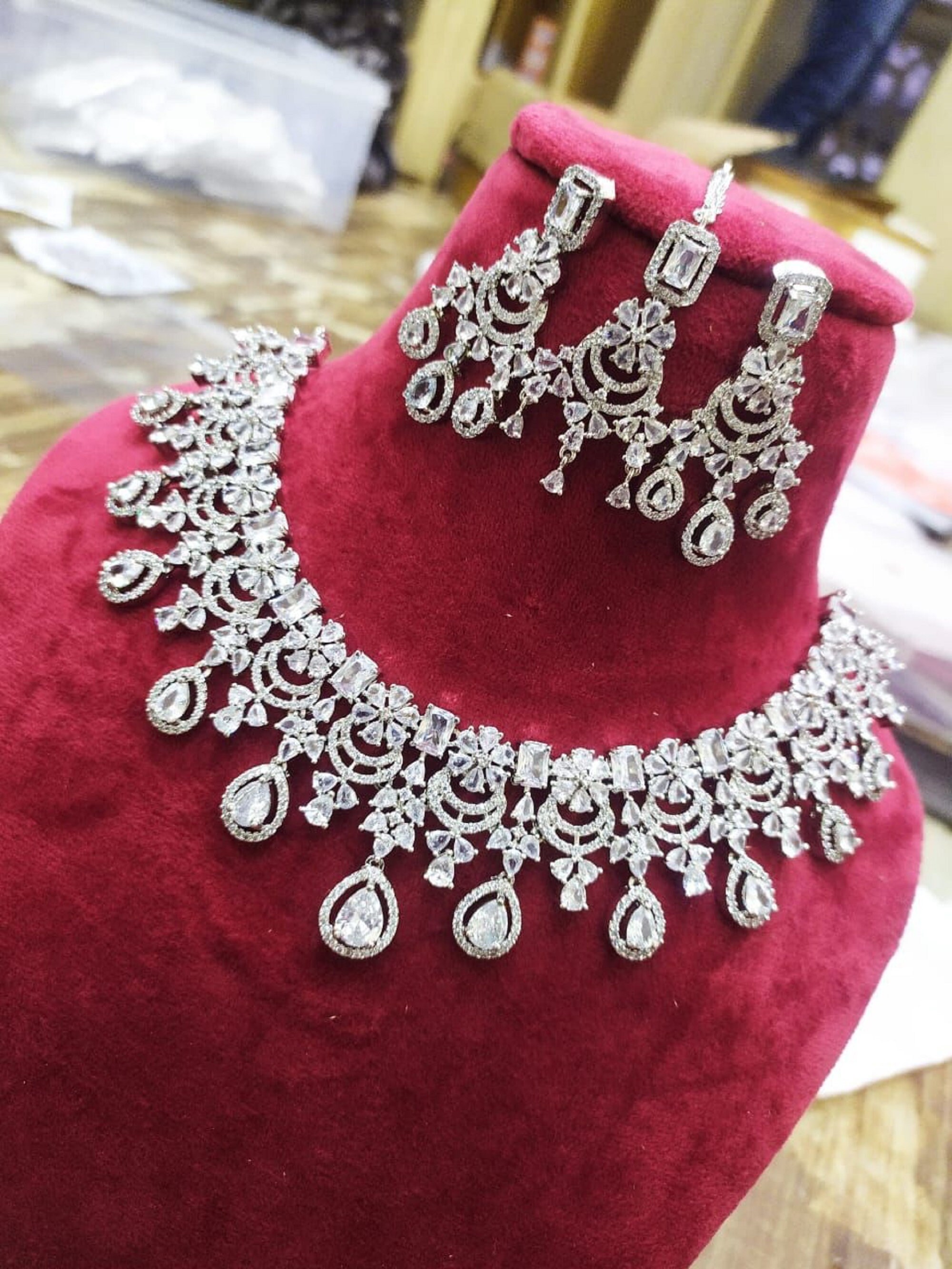 Luxury American Diamond Jewellery Set Wedding Jewelry Set Royal