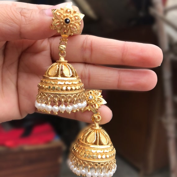 Antique gold jhumka on sale designs