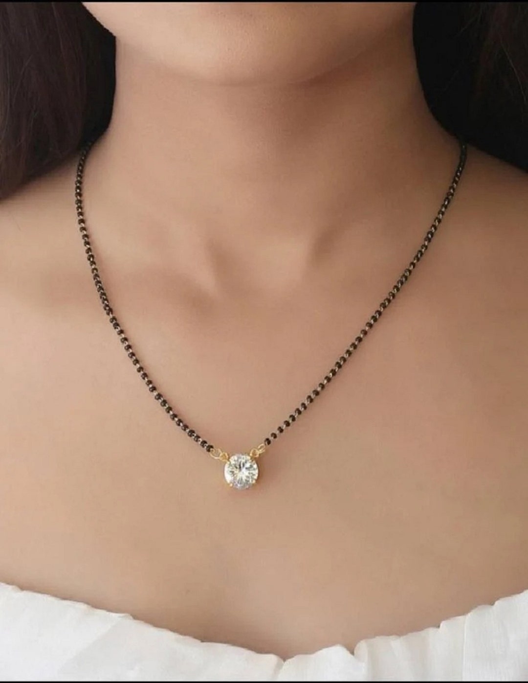 Single stone diamond best sale mangalsutra