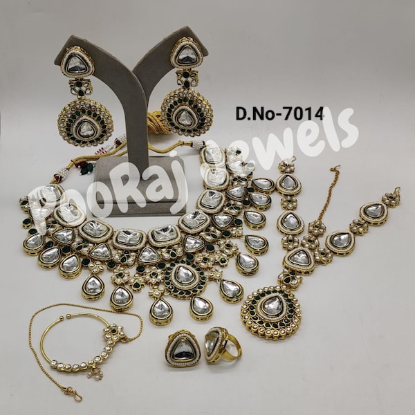 Sabyasachi Inspired Indian Jewelry Wedding Bridal Kundan pearl jewelry Padmavati Jodha Akbar Gold Necklace Set Jewelry Choker Earrings Tikka