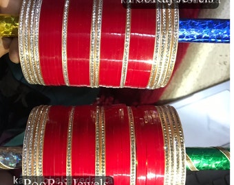 Beautiful Bridal Chura Set Bridal Punjabi Chura Wear Red and Golden Small Chura Set for Marriage for Girls and Women. Etsy UK