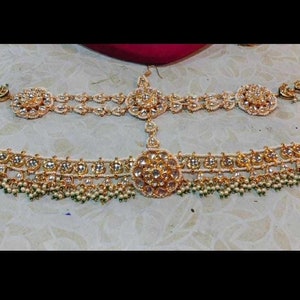 Big Handmade Kundan mathapatti headband, Bridal hair jewelry, Indian Pakistani sabyasachi jewellery, sheeshpatti, sheeshphool, Jhoomar tikka