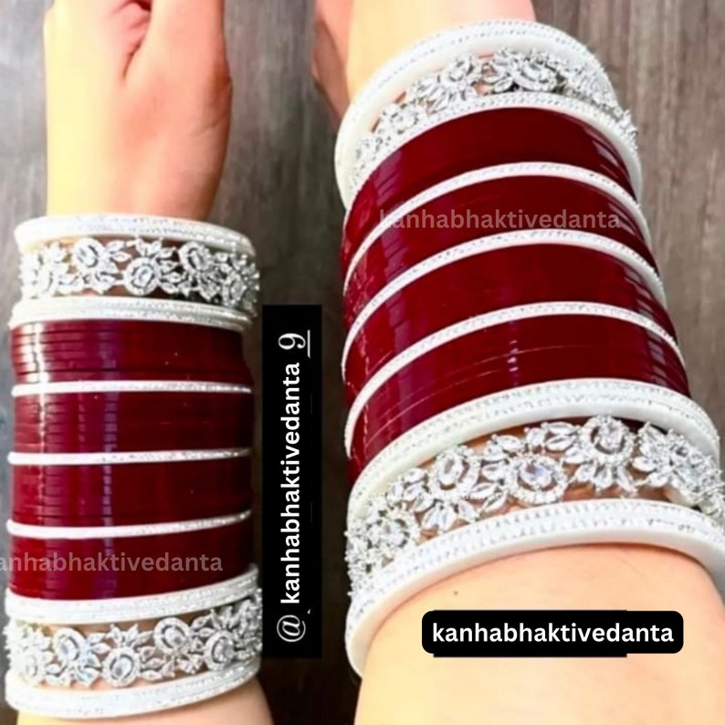 Indian Bridal Chura/Choora Bangles Bridal Chooda Royal Chooda Bangle Indian Bridal Chura Punjabi Chooda Dark maroon chura Bangles image 3