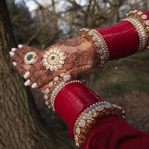 Punjabi Bridal Chooda, Bridal Pearl Chura, Indian Wedding Choora, Sikh Brides Chuda, Wedding Bangles, Designer Bridal Bracelet image 9