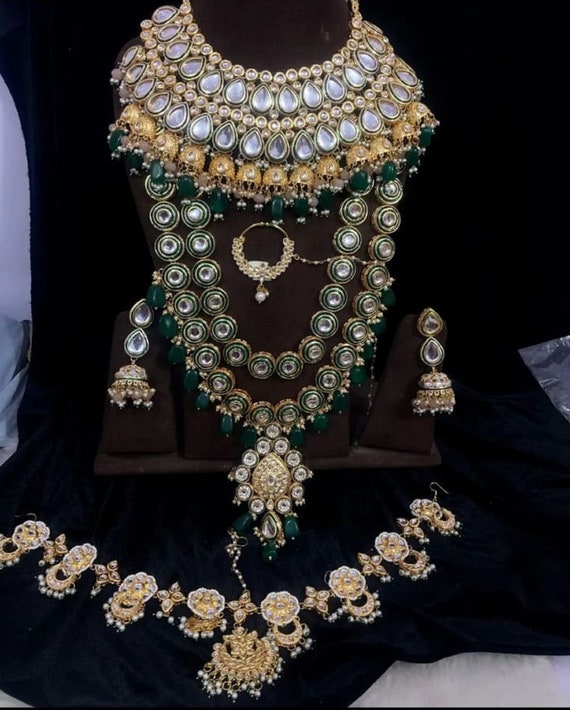 Gold Plated Multicolor Long Necklace haram Necklace rajwadi