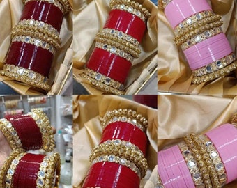 Red Indian Wedding Punjabi Chura Bangle Set bridal accessories Chooda for Women's Bridal Designer Seep Choora /Chuda.