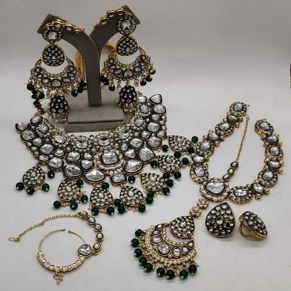 Sabyasachi Inspired Victorian Polki Foil Kundan Adjustable Choker Set with Earrings Bridal necklace set jewelry Ethnic Statement jewelry .