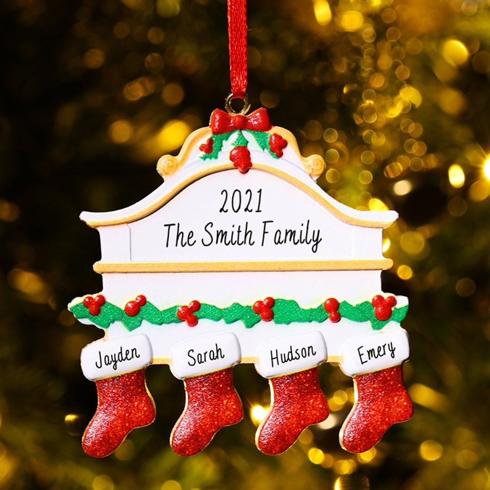 Personalised Family Ornament 2-8 Names, Christmas Stockings Tree Decoration