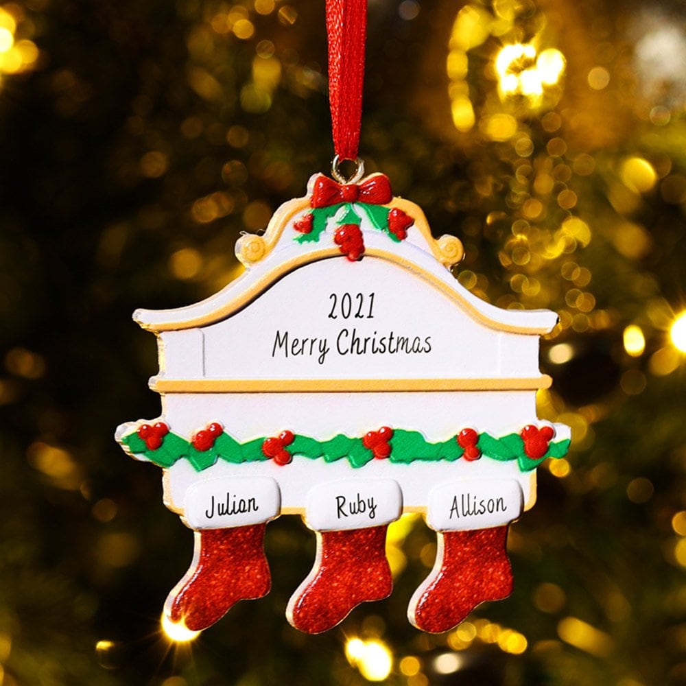 Personalised Family Ornament 2-8 Names, Christmas Stockings Tree Decoration