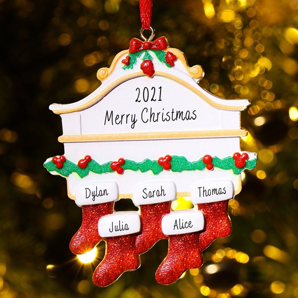 Personalised Family Ornament 2-8 Names, Christmas Stockings Tree Decoration