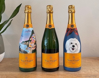 painted champagne bottles houston