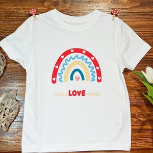 Love Rainbow T-Shirt for Valentine&#39;s Day. Personalised gift. Valentines&#39; gift. Valentine&#39;s T-Shirt. Love T-shirt.