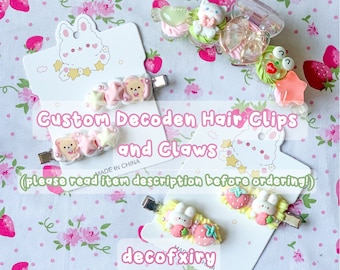 Custom Decoden Hair Clips & Claw Clip / Decoden Hair Clips / Decoden Claw Clips