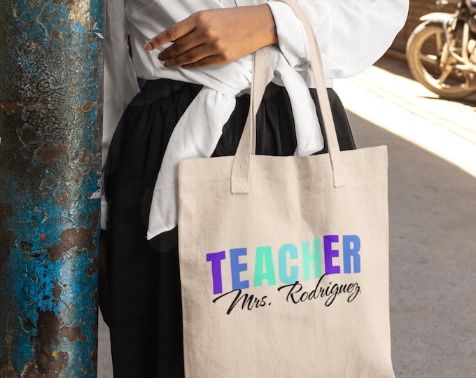 Personalized teacher Tote bag, teacher totebag, canvas tote bag, custom teacher bag, teacher tote bag, teach, gift,teacher name,teacher gift