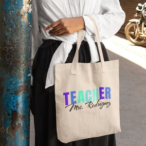 Personalized teacher Tote bag, teacher totebag, canvas tote bag, custom teacher bag, teacher tote bag, teach, gift,teacher name,teacher gift
