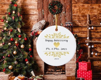 Ornamento di anniversario personalizzato, Coppia di anniversario di Natale, Ornamento di anniversario personalizzato, Decorazione natalizia unica, Regalo di anniversario, Natale