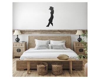 Cowgirl metal art design/ Midwestern home decor/Western cowgirl standing/ Cowgirl home decor/ great for any room decor mid-western look/gift