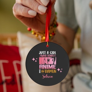 I&#39;m just a girl that loves Anime personalized Christmas ornament, holiday decor, anime lover, custom anime ornament, Anime print, Anime gift