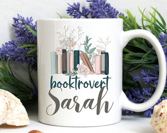 Personalized Booktrovert coffee mug, books, mug, ceramic 11 oz, mug, book lover,book worm mug,book readers, reading, teacher, introvert,gift