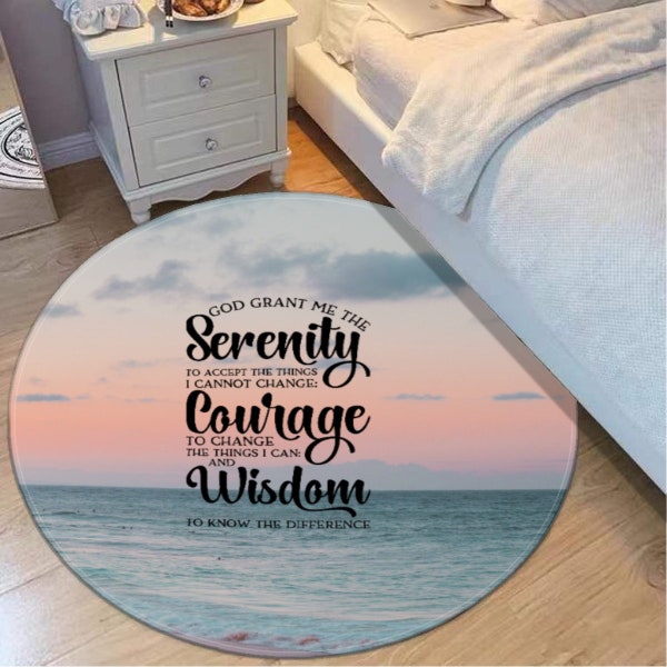 Serenity prayer round mat/Alcohol anonymous/Narcotic Anonymous/sobriety decor/sobriety gift/ therapist office decor/ counselor/gift/recovery