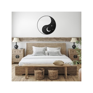 Metal Wall art yang Yang with Moon and stars/ wall hanging/ Wall decor/ Metal art/ Metal print and cut/ any room decor/ gift for her/ gift